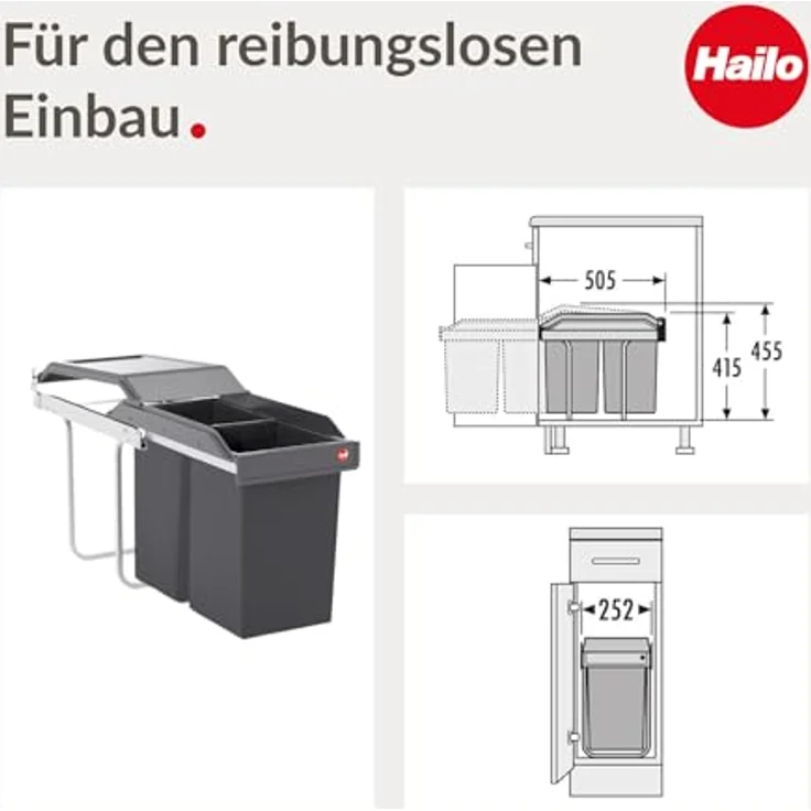 HAILO 3650101 Abfallsorter 30 (2x15) Liter TANDEM ab 30 cm Schrankbreite – Bild 6