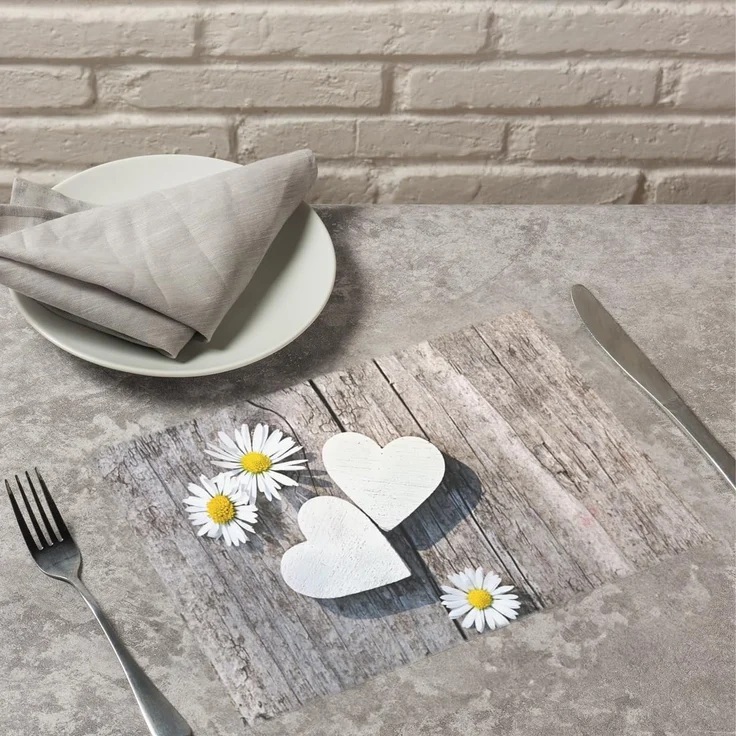 matches21 HOME & HOBBY Platzset Abwaschbare Tischsets 4er Set Landhaus-Stil Blumen & Holz-Optik, (4-St), Platzsets als Tisch-Untersetzer und Tisch-Deko für Esstisch Teller – Bild 5