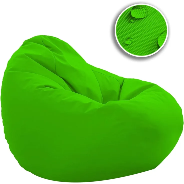 HomeIdeal - Sitzsack XXL Bodenkissen für Erwachsene & Kinder - Geeignet für Gaming oder Entspannen - Indoor wie Outdoor da er Wasserfest ist - mit EPS Perlen, Farbe:Neongrün, Größe:XXXL