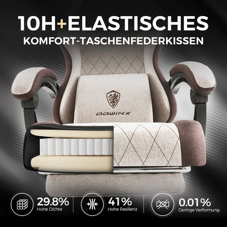 Dowinx Gaming-Stuhl Massage Lendenwirbelstütze Bürostuhl mit Fußstütze für Erwachsene (Packung), Ergonomischer Gaming Sessel Groß und Hoch für Office Gaming 135KG – Bild 2