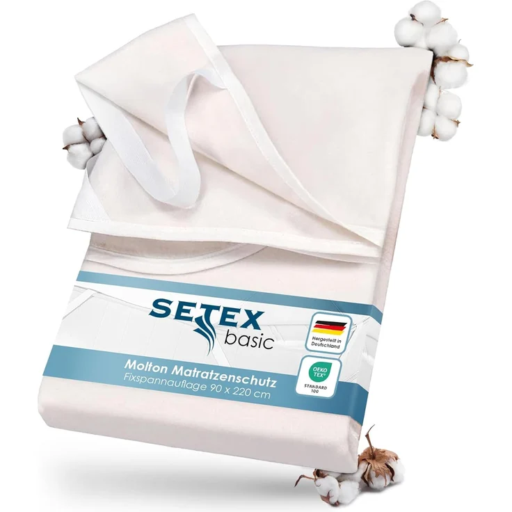 SETEX – Molton Matratzenschoner 90x220 cm naturfarben – Matratzenauflage für Bettmatratzen 15-22cm Höhe – Matratzenschutz Fixspannauflage mit Eckgummis – Standard 100 by Oeko-TEX – Bild 1