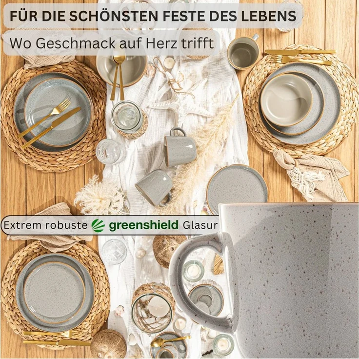 SÄNGER Becher Set Rio, 4-tlg, Steingut, 4 tlg. Rio Perlgrau Kaffeebecher, Grau, Handmade, VALUE COLLECTION – Bild 2