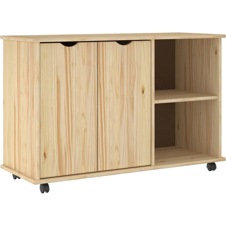 vidaXL Rollschrank Mit Rad Braun 100 x 39 x 65,5 cm Massivholz Kiefer 42032399 – Bild 2