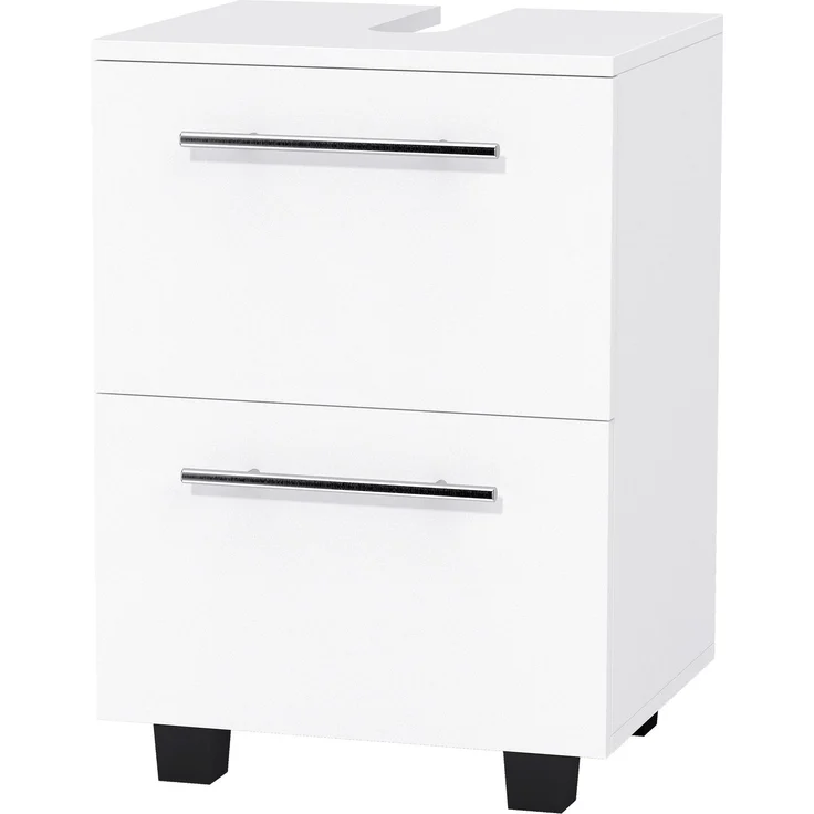 Badezimmerschrank, Waschbecken-Kommode mit Schublade, kompakt, Spanplatte, Weiß--Weiß--59x35.5x41.5cm--YOUDENOVA – Bild 2
