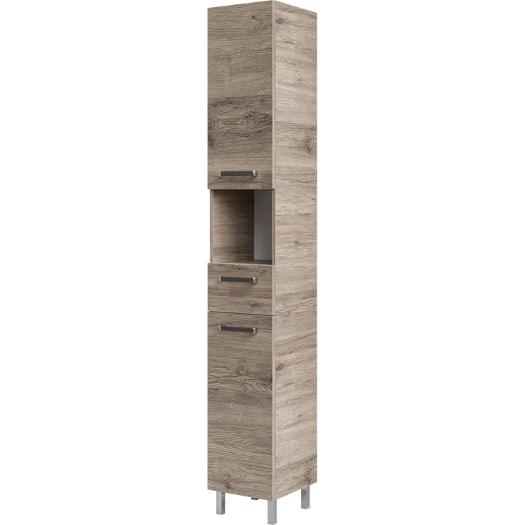 Pelipal Badmöbel-Set Quickset 313, Sanremo Eiche - Waschbeckenunterschrank, Spiegelschrank, Hochschrank, Hängeschrank, Unterschrank – Bild 3