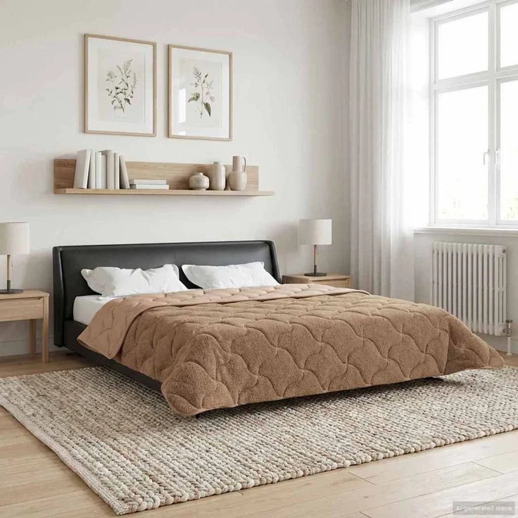 vidaXL Winterbettdecke Taupe 200x220 cm Mikrofaser und Teddy-Fleece 42026357 – Bild 4