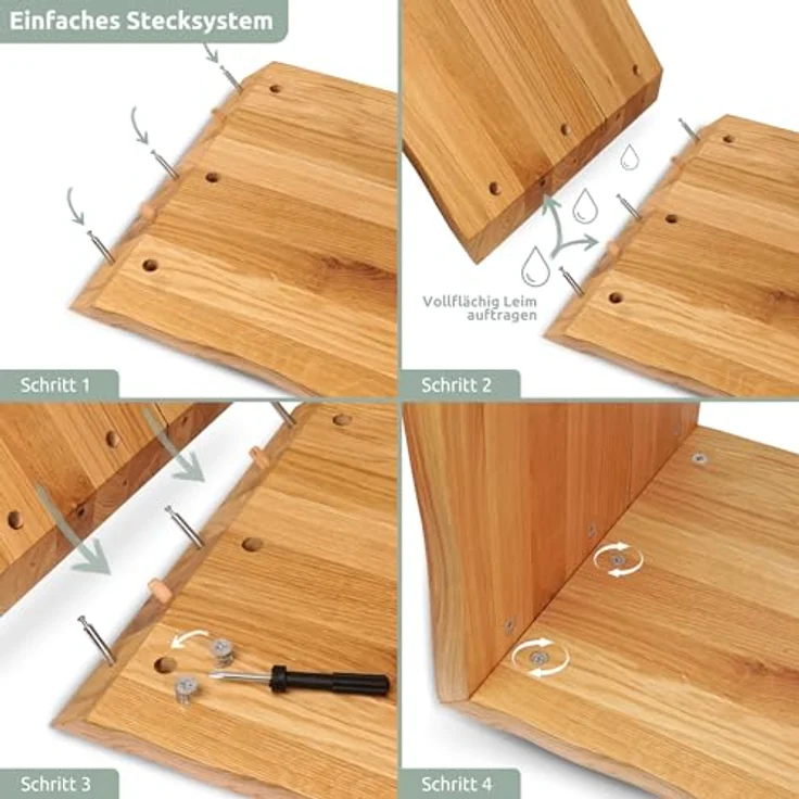 Massivholz Hocker mit Baumkante - Eiche - 40 x 40 x 45cm – Bild 9