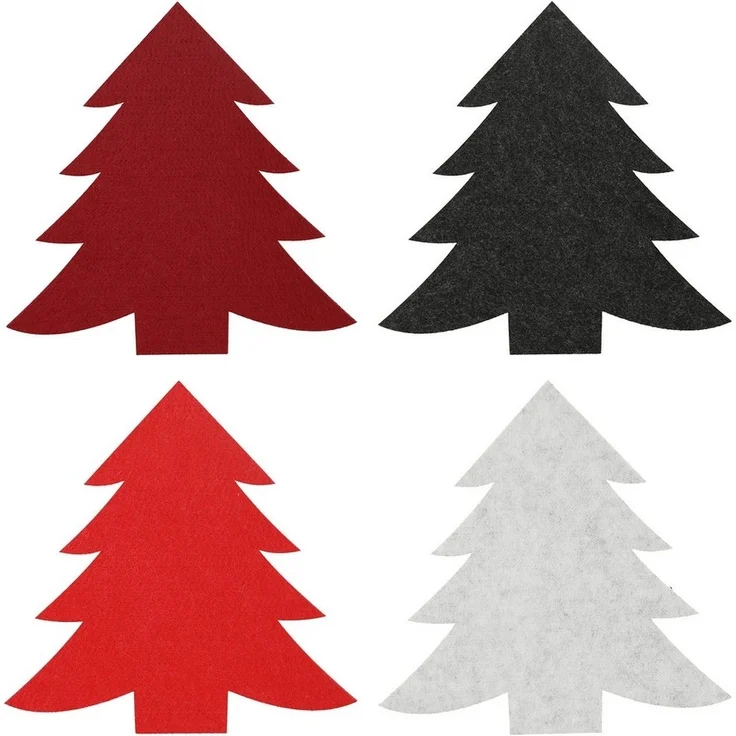 Annastore Platzset 12 x Filzdeko Tannenbaum Weihnachtsdeko Filzuntersetzer, 18,5 x 19 cm - 4 Farben, Tannenbaum aus Filz – Bild 1