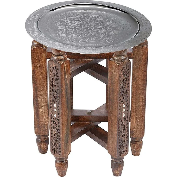 Marrakesch Orient & Mediterran Interior Beistelltisch Orient Couchtisch Halab Braun Mehdia, Beistelltisch, Teetisch, Handarbeit – Bild 5
