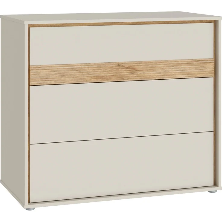 Forte WEXLIN Kommode 95 100, Moderne Kommode mit 3 Schubladen, Kinder- und Jugendzimmer, Holzwerkstoff, Kaschmir | Beige |Mauvella Eiche Holzdekor, 96,3 cm breit x 84,1 cm hoch x 50,2 cm tief – Bild 5