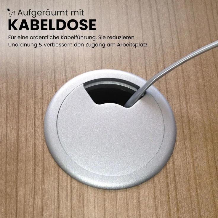 bümö elektrisch höhenverstellbarer Konferenztisch in weiß 220x103 cm, Gestell: Graphit - Besprechungstisch rund-oval, großer elektrischer Meeting Tisch für Konferenz & Besprechungsraum, XMST22-W-G – Bild 7
