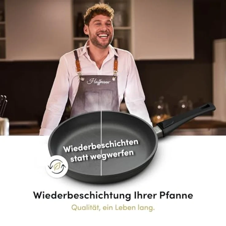 Hoffmann Germany STONIQ Viereckpfanne 28×28 cm, PFAS-frei mit Glasdeckel, Induktion, abnehmbarer Griff, backofenfest bis 300°C, 2,4 l – Bild 10