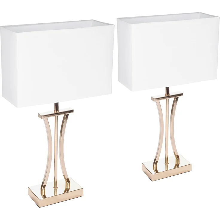 BRUBAKER Nachttischlampe Tischlampe Goldene Säule - Design Nachttischlampen Gold, ohne Leuchtmittel, Vintage Tischleuchten aus Metall, Höhe 50 cm, Schirm Weiß – Bild 7