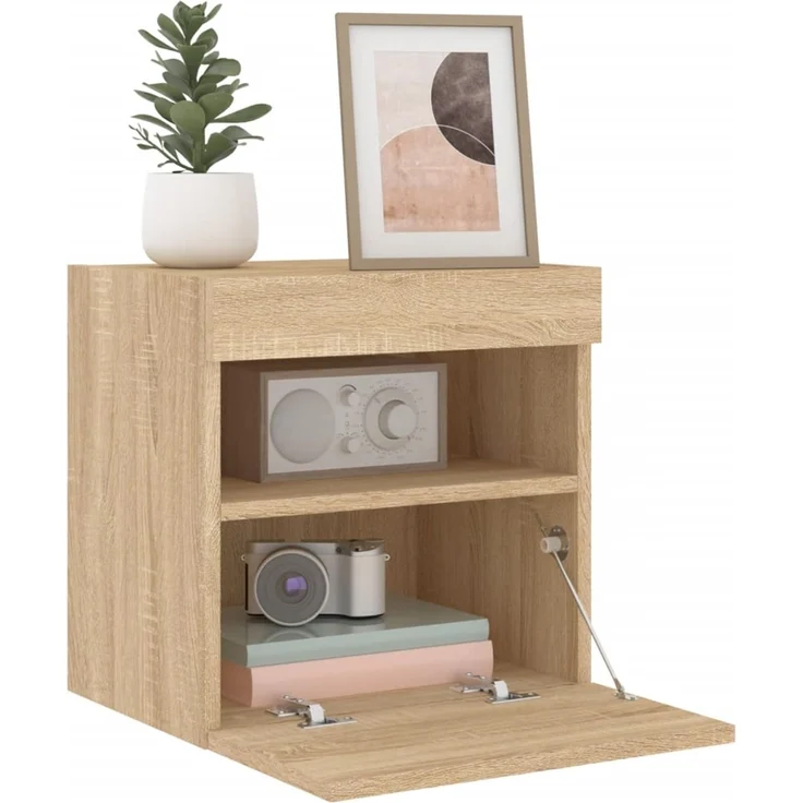 2 pcs TV-Wandschrank, TV Hängeboard mit LED-Leuchten. Sonoma-Eiche 40x30x40cm – Bild 6
