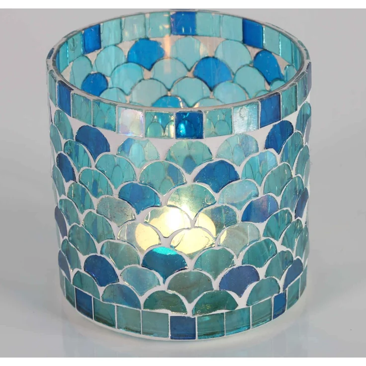 Orientalisches Mosaik Windlicht Athen Hellblau M – Bild 3