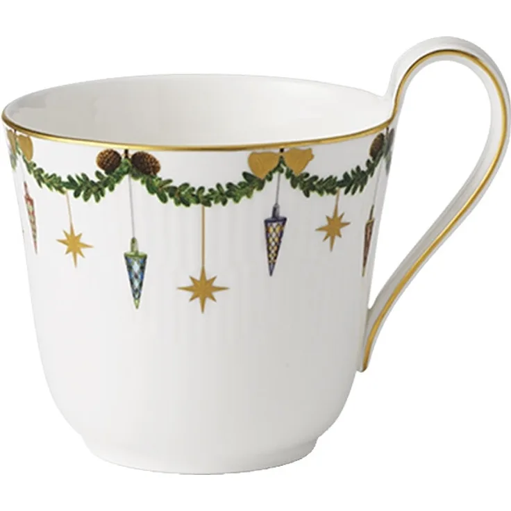 Tasse mit hohem Henkel - 330 ml Star Fluted Christmas Royal Copenhagen Kaffeetasse - Mikrowelle geeignet, Spülmaschinenfest