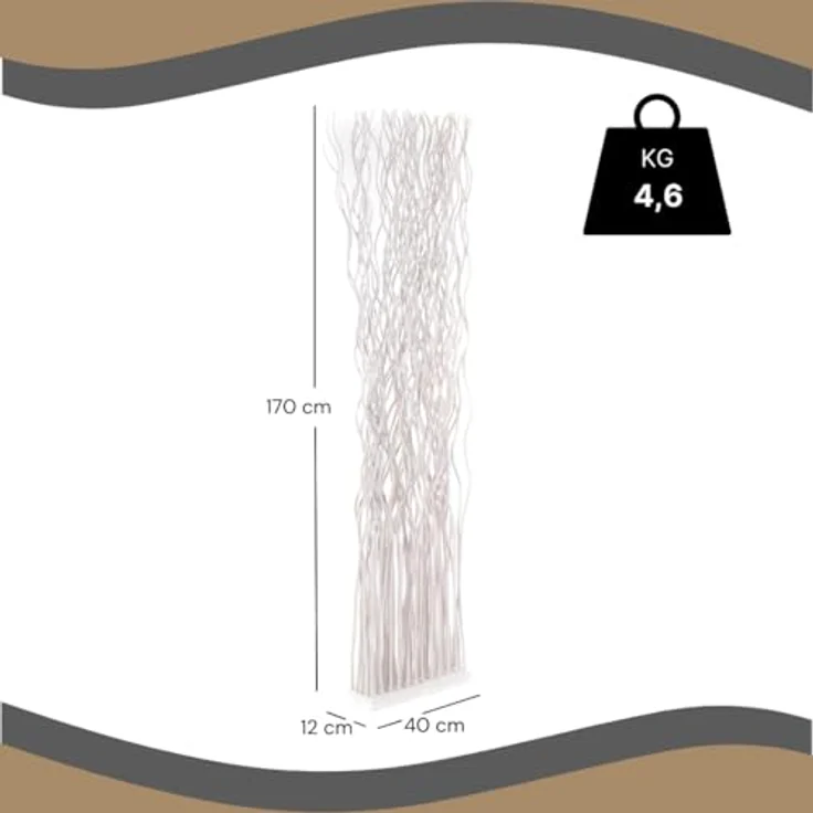 DESIGN DELIGHTS Paravent RAUMTEILER "WAVE", Weidenholz, 170x40cm (HxB), Paravent, Trennwand – Bild 3