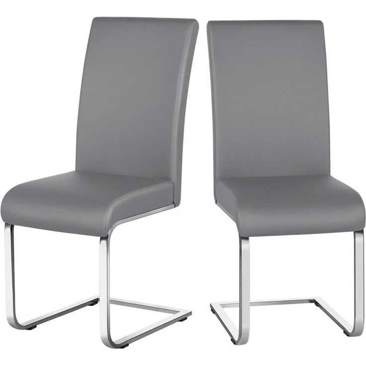 Yaheetech 2er-Set Freischwinger, Kunstleder, Hellgrau, 41,5 x 55 x 103 cm – Bild 1
