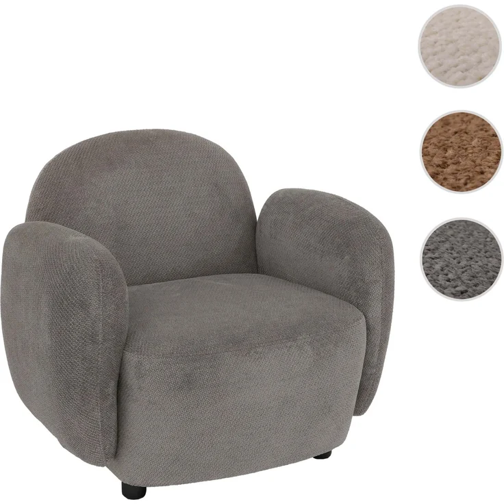 Sessel HWC-P33, Lounge-/Relax-/Cocktailsessel Polstersessel, Stoff/Textil Chenille (330 g/m²) ~ hellgrau – Bild 10