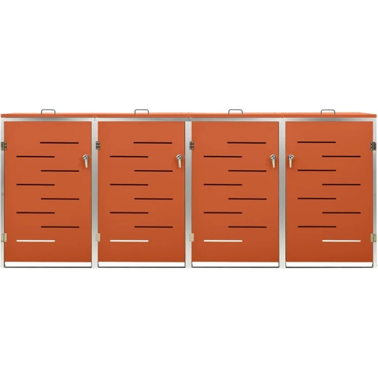 vidaXL Mülltonnenbox für 4 Tonnen 276,5x77,5x112,5 cm Edelstahl 149565 – Bild 8