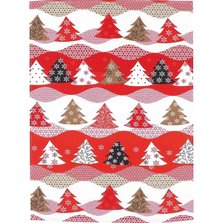 Kracht Geschirrtuch Winterwald, (Set, 3-tlg, Set), 3er Pack Geschirrtücher (3 Stück), ca. 50x70 cm, Halbleinen bedruckt