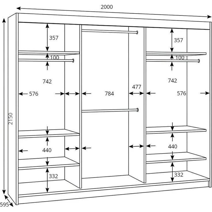 A&J MöbelLand GmbH Schiebetürenschrank ORAVELLE 3-türiger Kleiderschrank mit Spiegel (TOP ANGEBOT! Geräumiger Schrank mit einer Breite von 200 cm ideal zur Aufbewahrung von Kleidung und Accessoires. Wählen Sie das ideale Modell für Ihr Schlafzimmer!, T... – Bild 4