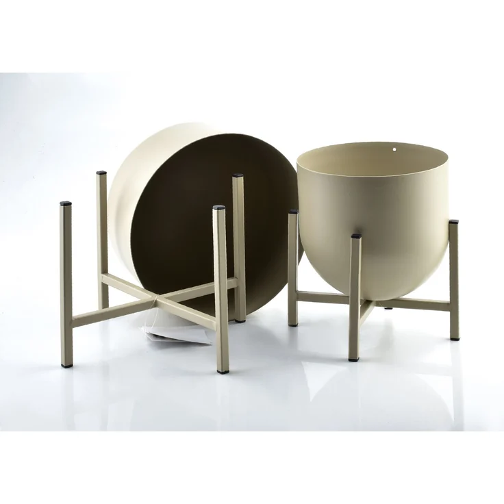 Pflanzgefäß MONDEX SWEN 24 x 26 cm / 18,5 x 21 cm Beige 2er-Set – Bild 2