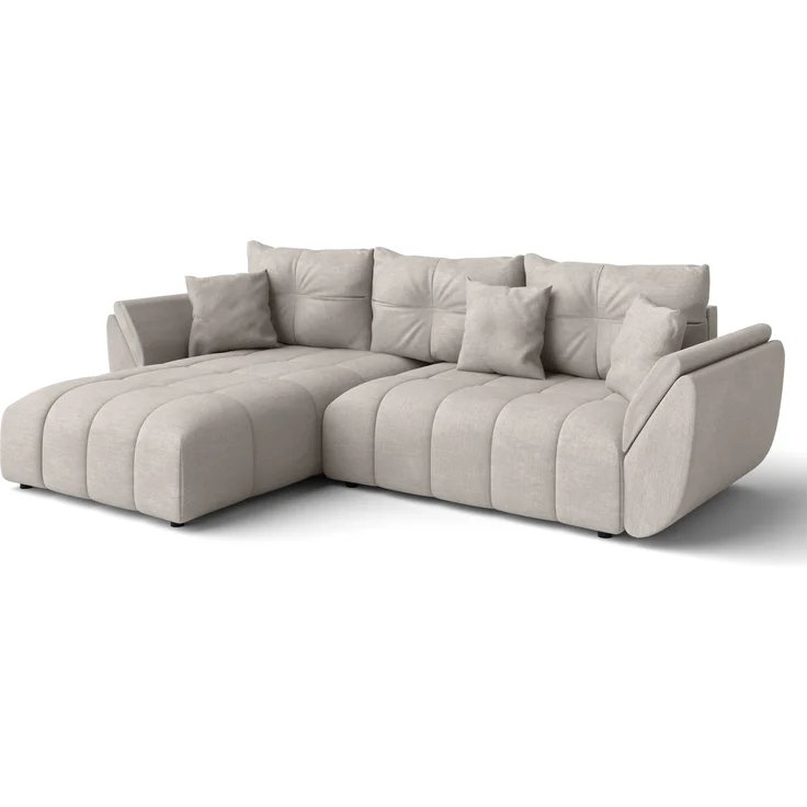 AX LIVING L Form Couch in Beige Verciani Schlaffunktion Bettkasten 280 – Bild 2