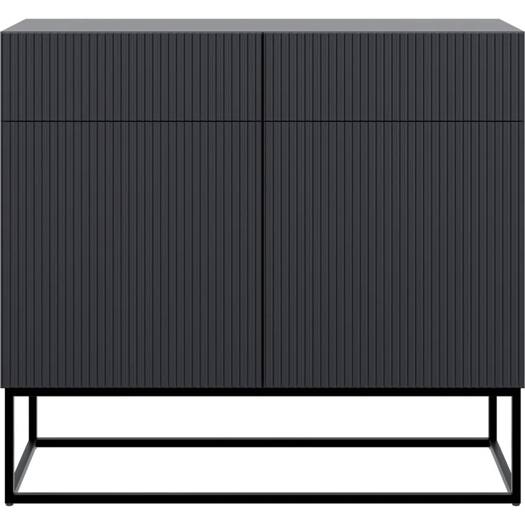 Selsey 'Veldio' Sideboard 2-türig mit Schubladen, schwarz mit Metallgestell, ca. 90 x 100 x 38 cm – Bild 6