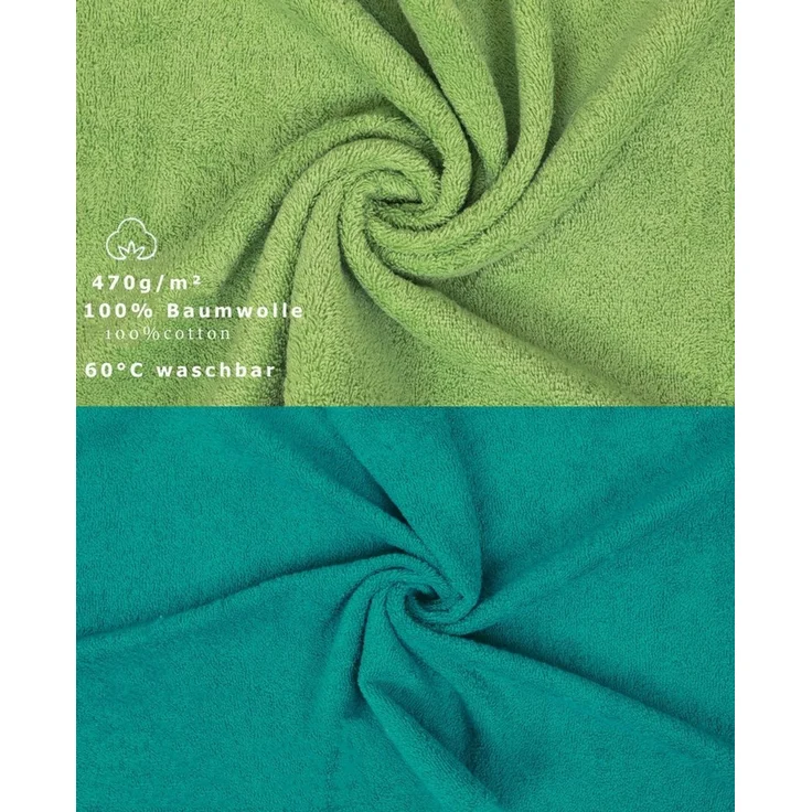 Betz Gästehandtücher 10 Stück Gästetuch Set Premium 30x50 cm Farbe apfelgrün/smaragdgrün, 100% Baumwolle (Set, 10-St) – Bild 4