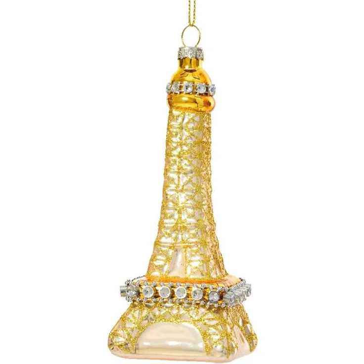Christbaumschmuck Eiffelturm Paris gold Christbaumanhänger Echt Glas Weihnachten