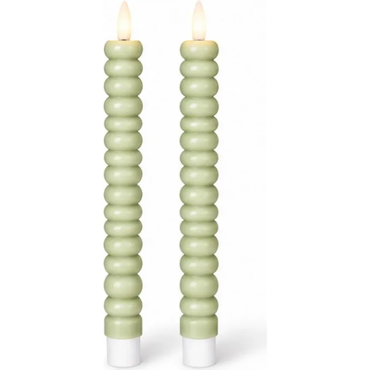 dasmöbelwerk LED-Kerze LED-Stabkerzen 2er Set Ø2,2x22 cm Dinnerkerze Timer Grün, Leuchtmittel nicht enthalten