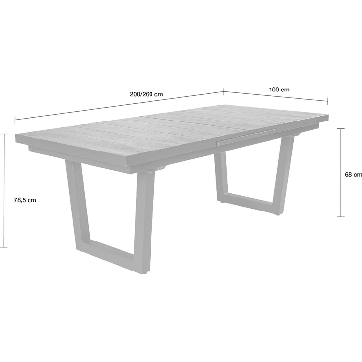 KERAMO Ausziehtisch 100x200, Platte Keramik Holzoptik dunkelgrau, Alu- Gestell V-Fuß, Synchronauszug – Bild 3