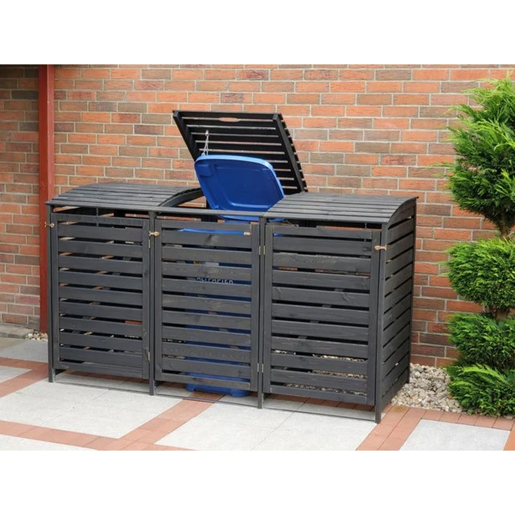promadino Mülltonnenbox Vario V, für 3 x 240 l, anthrazit – Bild 4