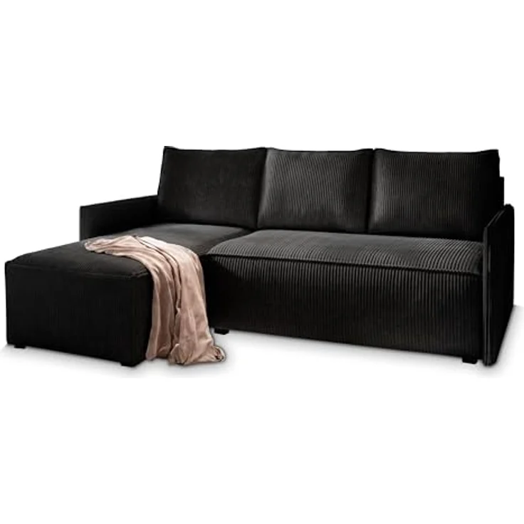 Masseno Ecksofa PERUSI L-Form mit Schlaffunktion und Bettkasten, eleganter Stoff POSO 135 – Bild 1