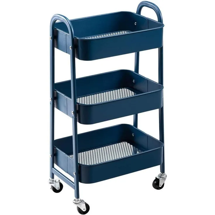 Rollwagen Metall 3-Etagen Küchenwagen Servierwagen Organizer mit Rädern