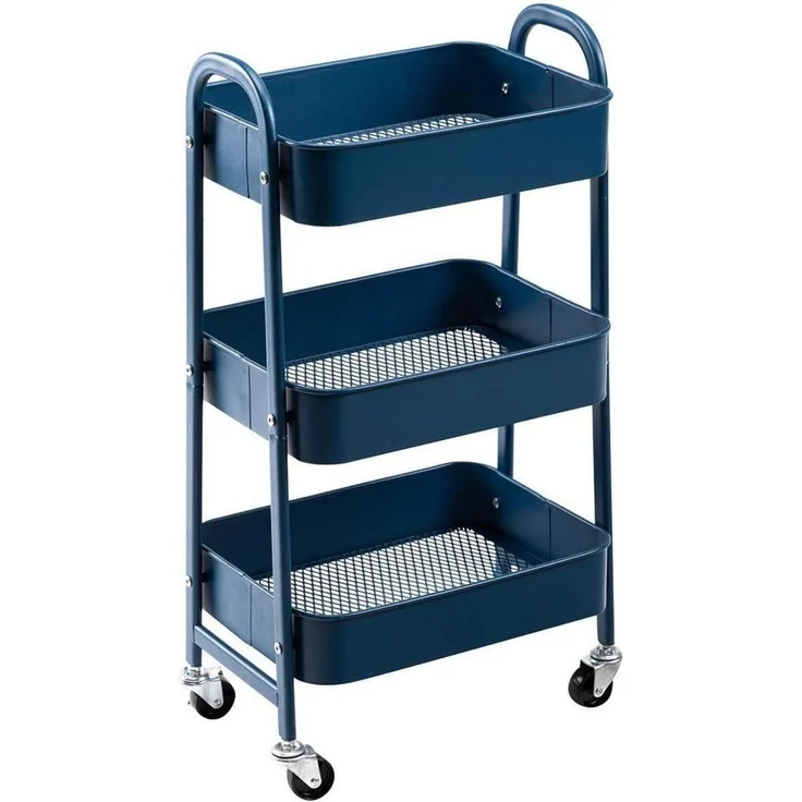 Rollwagen Metall 3-Etagen Küchenwagen Servierwagen Organizer mit Rädern – Bild 1
