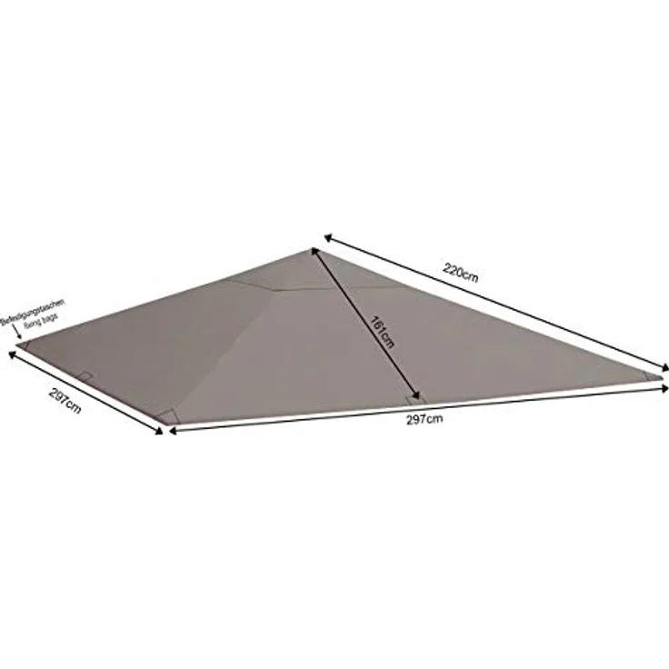 QUICK STAR Ersatzdach 3x3m, 250g wasserabweisend, Grau RAL 7012, für Pavillons Nizza und Paris – Bild 2