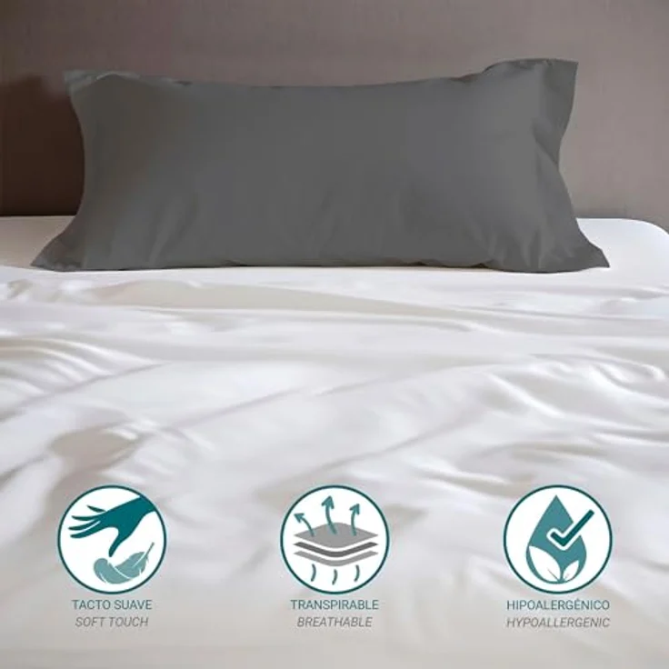 ECOMMERC3 Packung mit 2 Kissenbezügen, 45x100 cm, extra weich und bequem, anthrazit, atmungsaktiv, leicht zu waschen – Bild 2