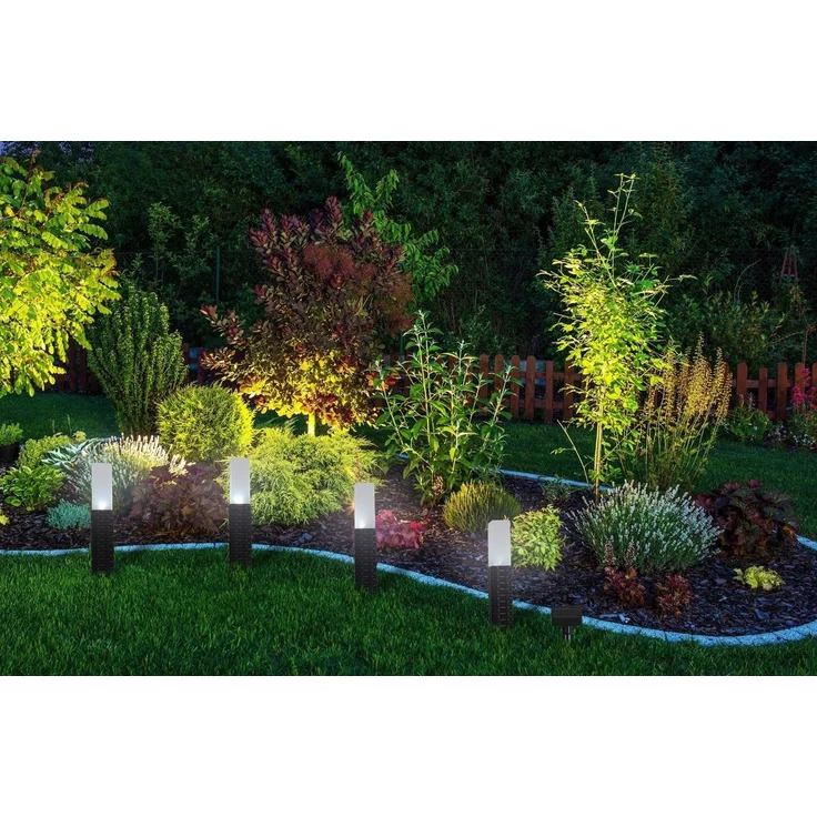 Näve Solar-Gartenleuchte LED mit Dämmerungssensor Merle 26 cm schwarz 4er Set – Bild 2