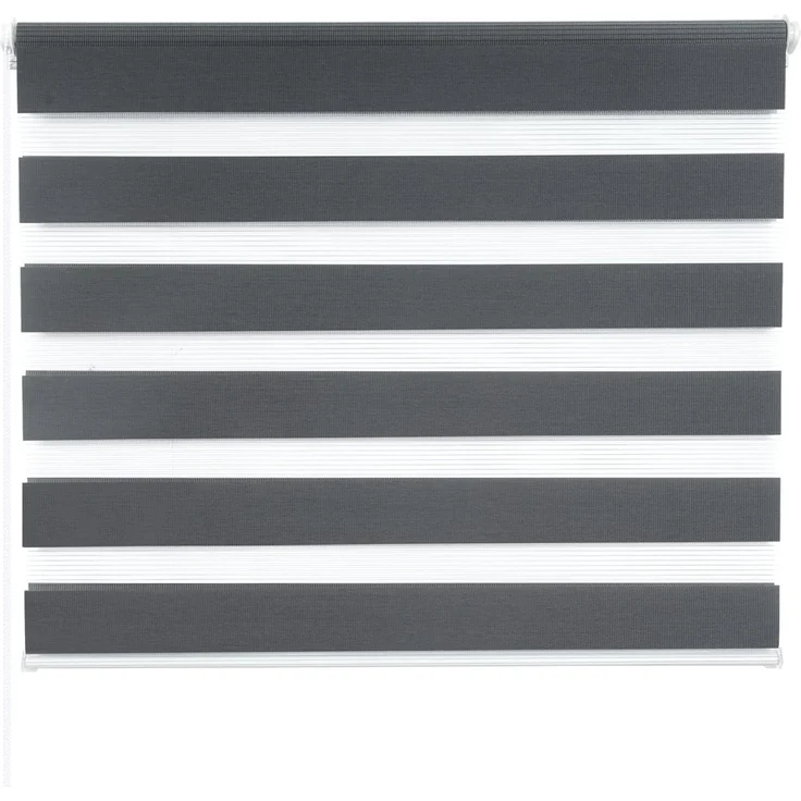 WOLTU Doppelrollo Klemmfix ohne Bohren Dunkelgrau B120 x H150 cm, Duo Rollo Zebrarollo Fensterrollo Klemmrollo Seitenzugrollo Easyfix lichtdurchlässig & verdunkelnd Rollos für Fenster und Tür – Bild 3