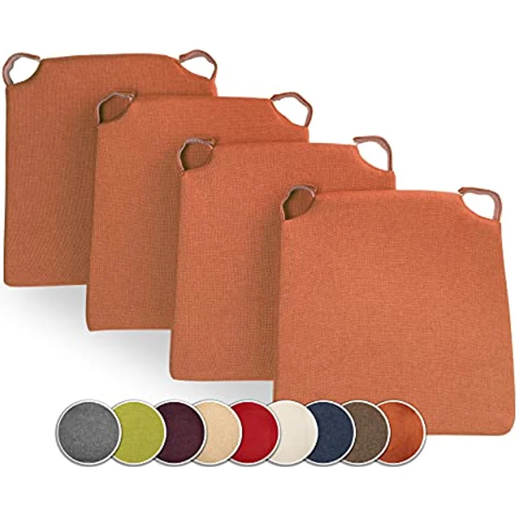 sunnypillow Stuhlkissen 4er Set Kissen Maße: 42 (vorne), 35 (hinten) x 40 x 5 cm – Bild 2