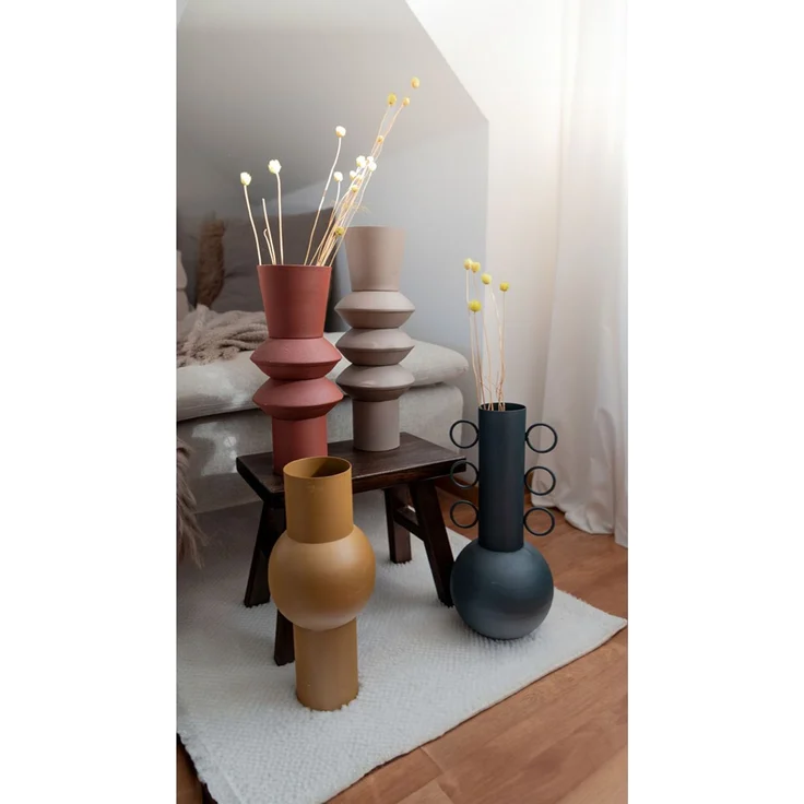 6x Tischvasen aus Metall, in verschiedenen Designs, Übertopf für Blumen, Töpfe für Rosen, Tulpen oder Pampasgras, Kübel für Innen, als Dekoration – Bild 2