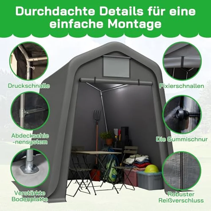 Ball & Cast Fahrradgarage, Motorrad Garage mit aus PE-Material mit Rollos – Bild 7
