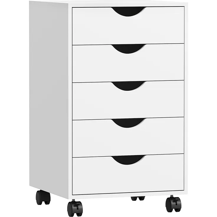 Bürokommode mit 5 Schubladen, 40.0×40.0×67.0cm, Weiß, MELAYR