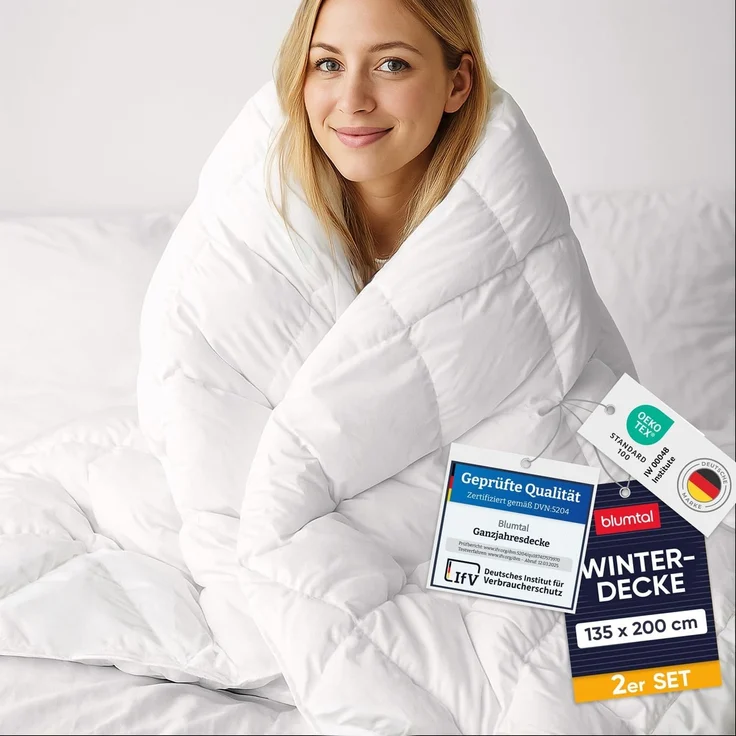Blumtal Kunstfaserbettdecke zertifizierte Steppbettdecke - Winterdecke, Wärmeklassen: Sommer, 4 Jahreszeiten, Ganzjahresdecke, Winter – Bild 1