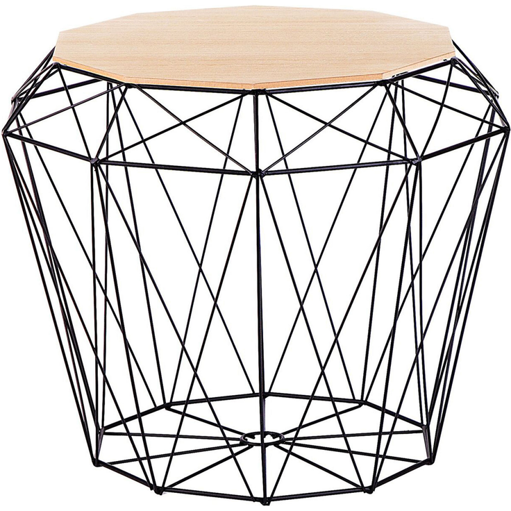 Beistelltisch heller Holzfarbton / schwarz Zehneck ELIDA