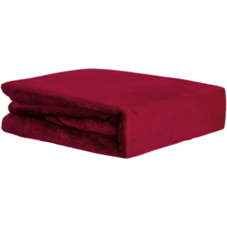 Plüsch Spannbettlaken 140-160 x 200 cm + 30 cm mit Rundumgummizug - Cashmere Touch 180 gsm Bordeaux – Bild 1