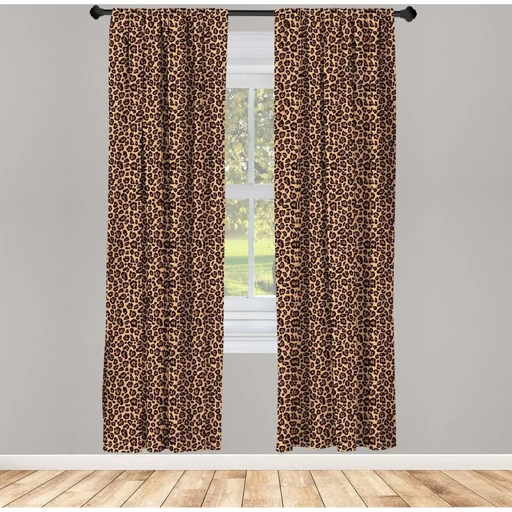 Abakuhaus Gardine Vorhang für Wohnzimmer Schlafzimmer Dekor, Microfaser, Leopard-Druck Orange Exotische Afrikanische