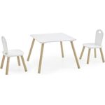 Kindermöbel 3er Set (B/H/T: 55x43x55 cm) in Weiß und Pinie Nachbildung